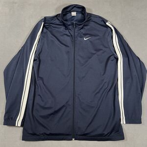 Vintage Nike Full Zip Track Jacket Mens Size 2XL Navy Blue Sweatshirt Gray Tag‎